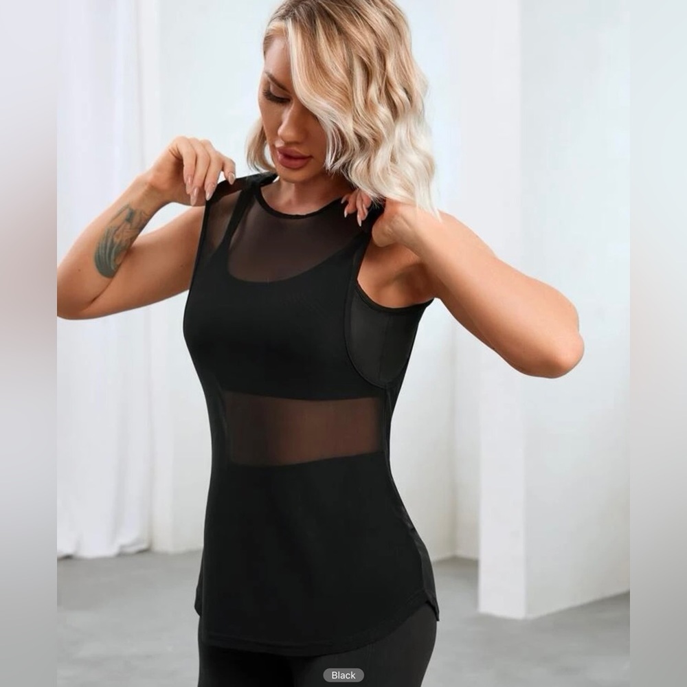 Crisscross Backless Sheer Sports Tank Top Without Bra